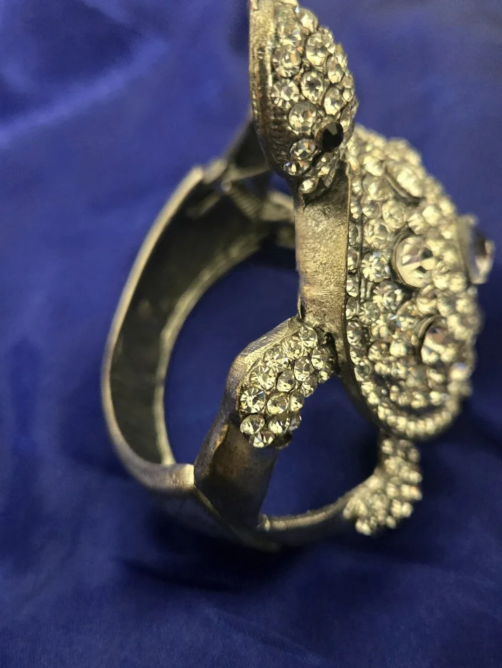 Crystal-Embellished Silver Turtle Bracelet